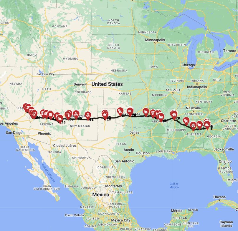 Planning an RV trip route from Atlanta to Las Vegas